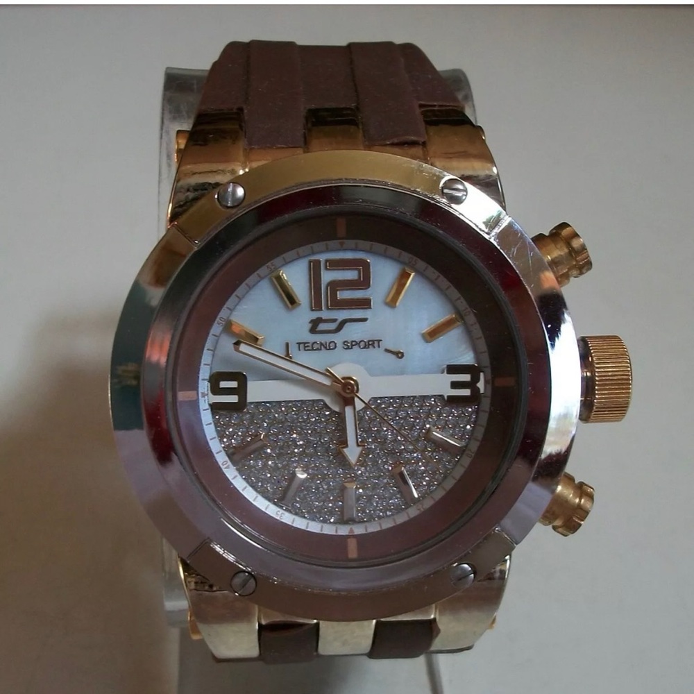 Men’s brown/silver/gold finish fashion casual fun watch